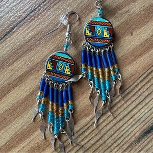 Bohemian Silver and Blue Dangle Earrings